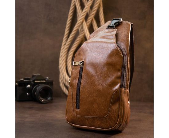 Купить Сумка через плечо на два отделения кожзам Vintage 20561 Светло-коричневая, фото , изображение 7, характеристики, отзывы