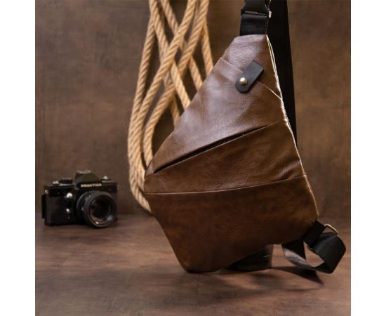 Купить Сумка слинг кожзам Vintage 20566 Темно-коричневая, фото , изображение 5, характеристики, отзывы