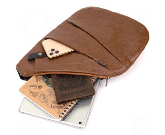 Купить Сумка слинг кожзам Vintage 20567 Светло-коричневая, фото , изображение 6, характеристики, отзывы