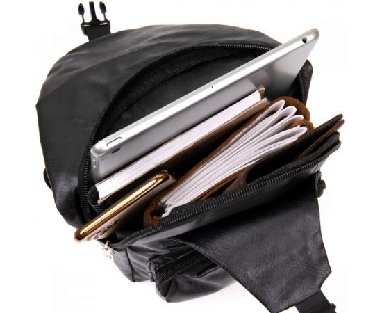 Купить Сумка кросс боди с эмблемой из кожзама Vintage 20568 Черная, фото , изображение 4, характеристики, отзывы