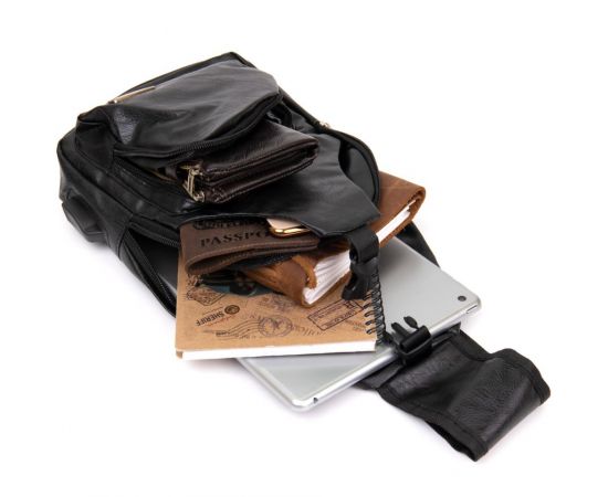 Купить Сумка кросс боди с эмблемой из кожзама Vintage 20568 Черная, фото , изображение 6, характеристики, отзывы