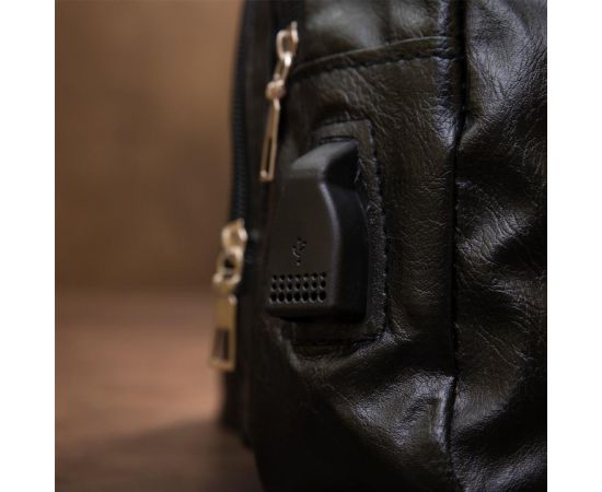 Купить Сумка кросс боди с эмблемой из кожзама Vintage 20568 Черная, фото , изображение 9, характеристики, отзывы