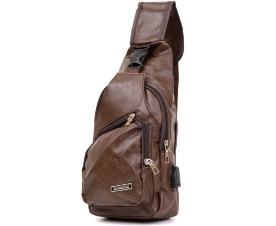 Купить Сумка кросс боди с эмблемой из кожзама Vintage 20569 Коричневая, фото , характеристики, отзывы