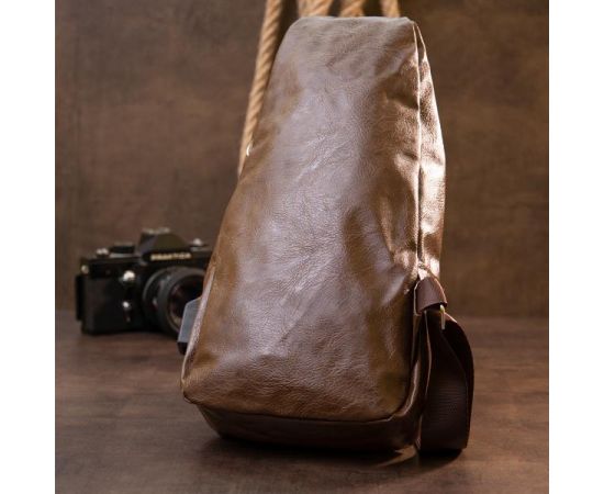Купить Сумка кросс боди с эмблемой из кожзама Vintage 20569 Коричневая, фото , изображение 7, характеристики, отзывы