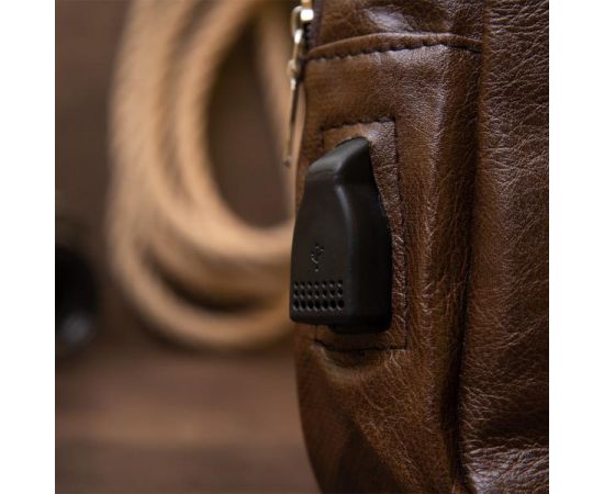 Купить Сумка кросс боди с эмблемой из кожзама Vintage 20569 Коричневая, фото , изображение 8, характеристики, отзывы