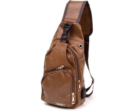 Купить Сумка кросс боди с эмблемой из кожзама Vintage 20570 Рыжая, фото , характеристики, отзывы