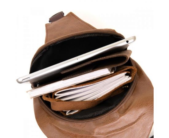 Купить Сумка кросс боди с эмблемой из кожзама Vintage 20570 Рыжая, фото , изображение 3, характеристики, отзывы