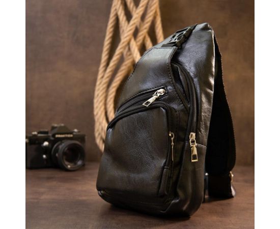 Купить Сумка кросс боди смарт из кожзама Vintage 20571 Черная, фото , изображение 7, характеристики, отзывы