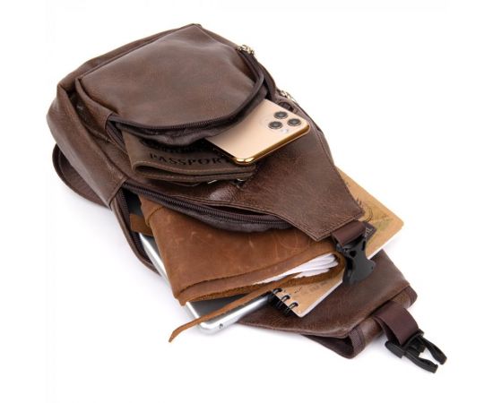 Купить Сумка кросс боди смарт из кожзама Vintage 20572 Коричневая, фото , изображение 5, характеристики, отзывы