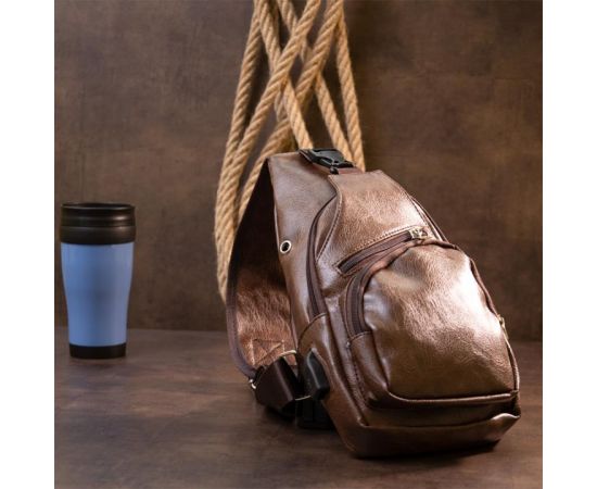 Купить Сумка кросс боди смарт из кожзама Vintage 20572 Коричневая, фото , изображение 6, характеристики, отзывы