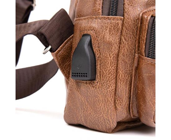 Купить Сумка кросс боди смарт из кожзама Vintage 20573 Рыжая, фото , изображение 3, характеристики, отзывы