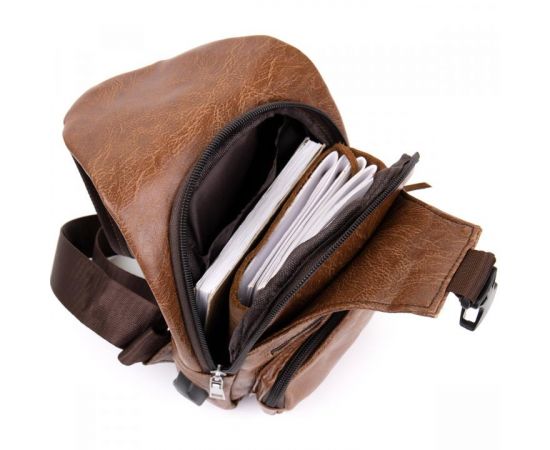 Купить Сумка кросс боди смарт из кожзама Vintage 20573 Рыжая, фото , изображение 4, характеристики, отзывы