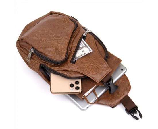Купить Сумка кросс боди смарт из кожзама Vintage 20573 Рыжая, фото , изображение 7, характеристики, отзывы