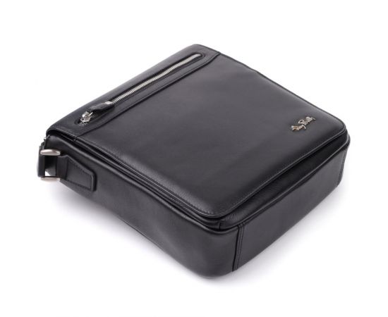 Купить Мужская сумка через плечо из мягкой натуральной кожи Tony Perotti 20845_1 (9207-24 nero) Черный, фото , изображение 5, характеристики, отзывы