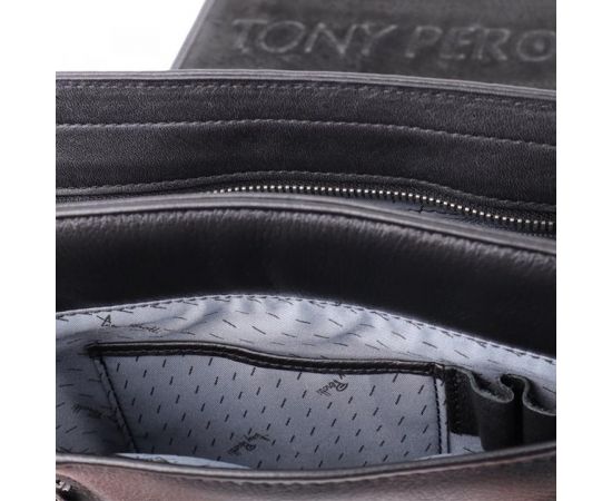 Купить Мужская сумка через плечо из мягкой натуральной кожи Tony Perotti 20845_1 (9207-24 nero) Черный, фото , изображение 8, характеристики, отзывы