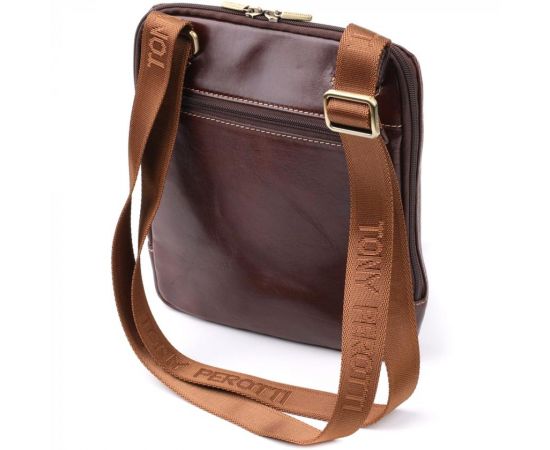 Купить Мужская сумка через плечо из гладкой натуральной кожи Tony Perotti 20854_1 (9137-20 moro) Коричневый, фото , изображение 2, характеристики, отзывы