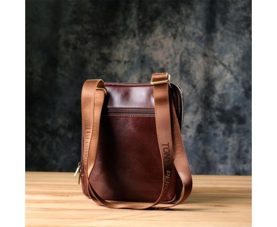 Купить Мужская сумка через плечо из гладкой натуральной кожи Tony Perotti 20854_1 (9137-20 moro) Коричневый, фото , изображение 11, характеристики, отзывы