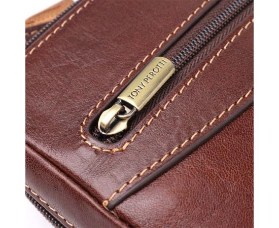 Купить Мужская сумка через плечо из гладкой натуральной кожи Tony Perotti 20854_1 (9137-20 moro) Коричневый, фото , изображение 6, характеристики, отзывы