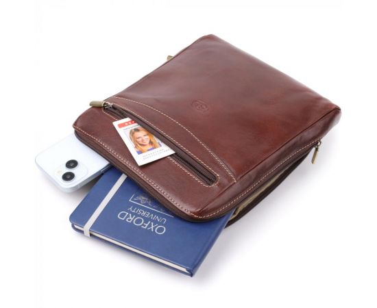 Купить Мужская сумка через плечо из гладкой натуральной кожи Tony Perotti 20854_1 (9137-20 moro) Коричневый, фото , изображение 9, характеристики, отзывы