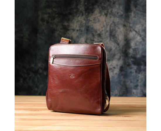 Купить Мужская сумка через плечо из гладкой натуральной кожи Tony Perotti 20854_1 (9137-20 moro) Коричневый, фото , изображение 10, характеристики, отзывы