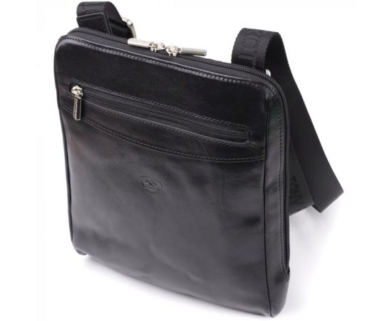 Купить Мужская сумка через плечо из гладкой натуральной кожи Tony Perotti 20855_1 (9137-20 nero) Черный, фото , характеристики, отзывы
