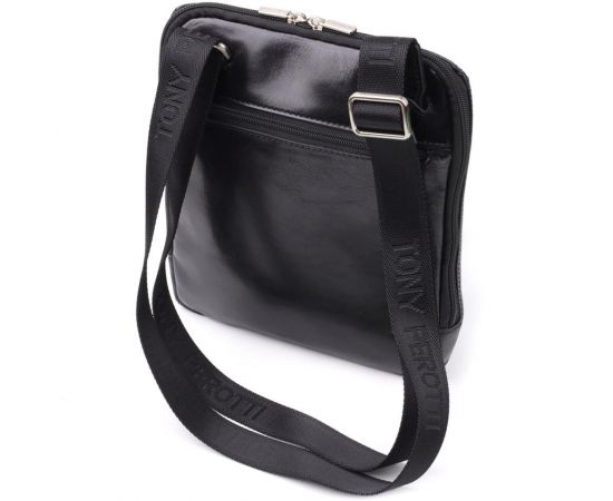 Купить Мужская сумка через плечо из гладкой натуральной кожи Tony Perotti 20855_1 (9137-20 nero) Черный, фото , изображение 2, характеристики, отзывы