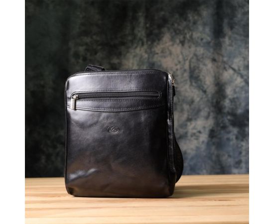 Купить Мужская сумка через плечо из гладкой натуральной кожи Tony Perotti 20855_1 (9137-20 nero) Черный, фото , изображение 11, характеристики, отзывы