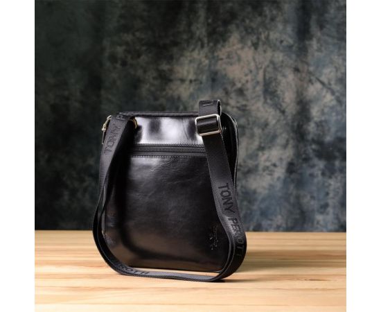 Купить Мужская сумка через плечо из гладкой натуральной кожи Tony Perotti 20855_1 (9137-20 nero) Черный, фото , изображение 12, характеристики, отзывы