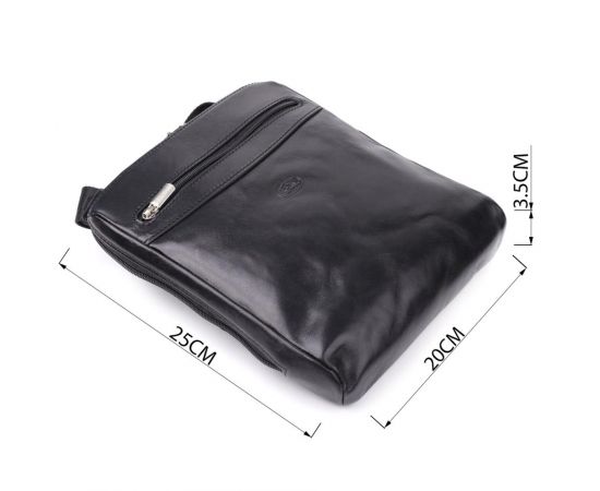 Купить Мужская сумка через плечо из гладкой натуральной кожи Tony Perotti 20855_1 (9137-20 nero) Черный, фото , изображение 3, характеристики, отзывы