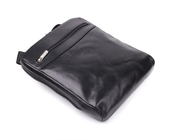 Купить Мужская сумка через плечо из гладкой натуральной кожи Tony Perotti 20855_1 (9137-20 nero) Черный, фото , изображение 6, характеристики, отзывы