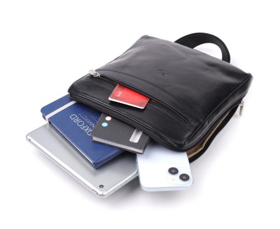 Купить Мужская сумка через плечо из гладкой натуральной кожи Tony Perotti 20855_1 (9137-20 nero) Черный, фото , изображение 10, характеристики, отзывы