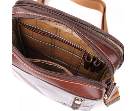 Купить Мужская сумка с карманами из гладкой натуральной кожи Tony Perotti 20856_1 (9148-17 moro) Коричневый, фото , изображение 7, характеристики, отзывы