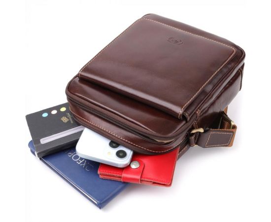 Купить Мужская сумка с карманами из гладкой натуральной кожи Tony Perotti 20856_1 (9148-17 moro) Коричневый, фото , изображение 9, характеристики, отзывы