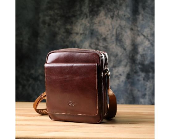 Купить Мужская сумка с карманами из гладкой натуральной кожи Tony Perotti 20856_1 (9148-17 moro) Коричневый, фото , изображение 10, характеристики, отзывы