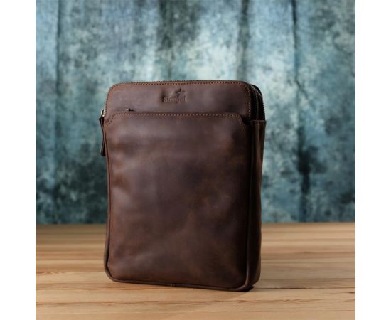 Купить Мужская сумка через плечо из винтажной натуральной кожи Shvigel 20866_1 Коричневый, фото , изображение 8, характеристики, отзывы
