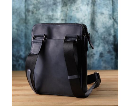 Купить Практичная мужская сумка через плечо из винтажной натуральной кожи Shvigel 20867_1 Синий, фото , изображение 9, характеристики, отзывы