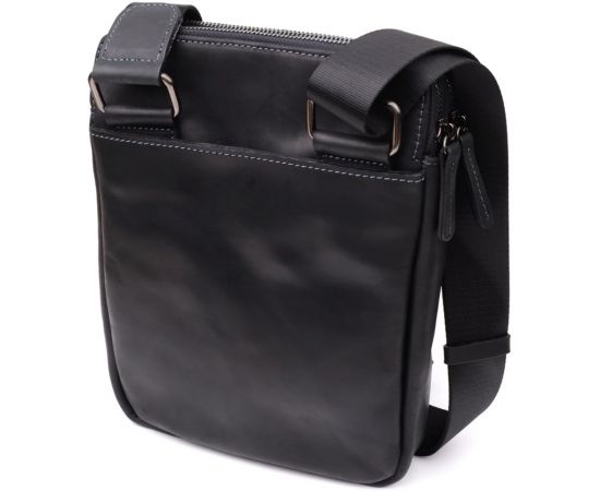 Купить Практичная мужская сумка через плечо из винтажной натуральной кожи Shvigel 20870_1 Черный, фото , изображение 2, характеристики, отзывы