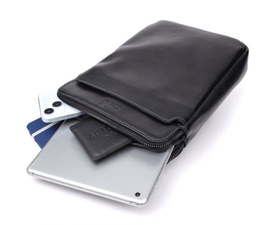 Купить Красивая мужская сумка через плечо из гладкой натуральной кожи Shvigel 20871_1 Черный, фото , изображение 8, характеристики, отзывы