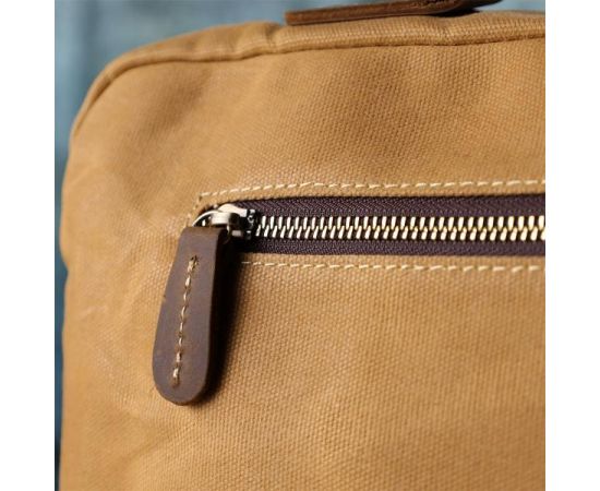 Купить Стильный портфель из качественного текстиля из кожаными вставками Vintage 20874_1 Светло-коричневый, фото , изображение 15, характеристики, отзывы