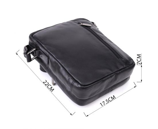 Придбати Стильная мужская сумка через плечо из натуральной кожи Tony Perotti 20882_1 (6047 nero) Черный, image , зображення 3, характеристики, відгуки