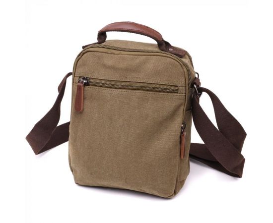 Купить Сумка почтальонка на плечо из плотного текстиля Vintage 22228 Оливковый, фото , изображение 2, характеристики, отзывы