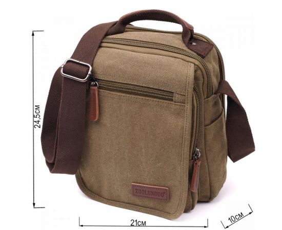 Купить Сумка почтальонка на плечо из плотного текстиля Vintage 22228 Оливковый, фото , изображение 3, характеристики, отзывы