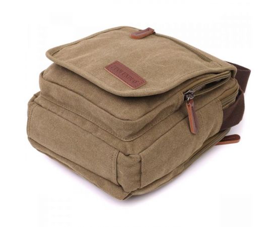 Купить Сумка почтальонка на плечо из плотного текстиля Vintage 22228 Оливковый, фото , изображение 5, характеристики, отзывы