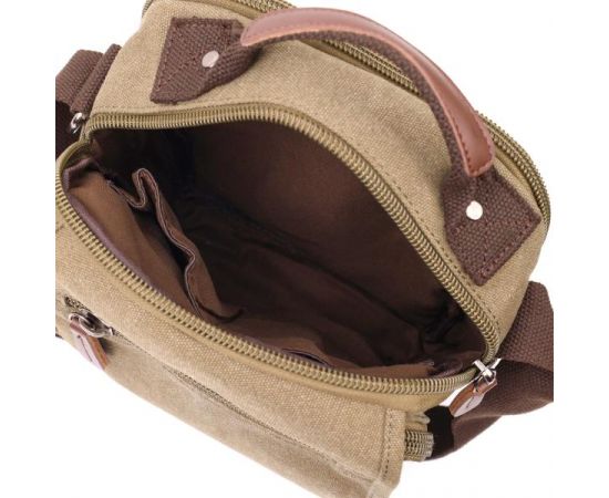 Купить Сумка почтальонка на плечо из плотного текстиля Vintage 22228 Оливковый, фото , изображение 6, характеристики, отзывы