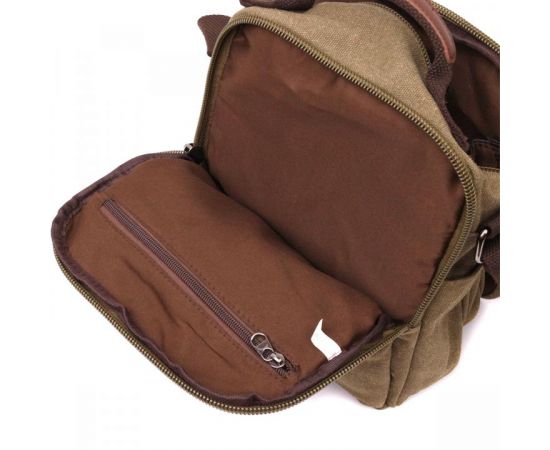 Купить Сумка почтальонка на плечо из плотного текстиля Vintage 22228 Оливковый, фото , изображение 8, характеристики, отзывы