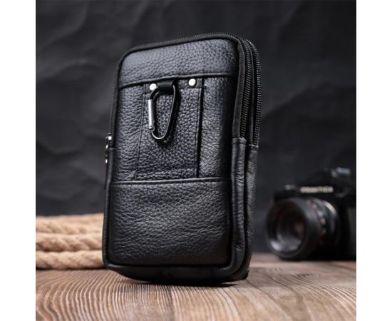 Купить Мужская сумка на пояс из натуральной кожи Vintage 22736 Черный, фото , изображение 11, характеристики, отзывы