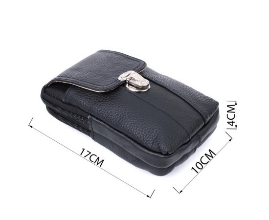 Купить Мужская сумка на пояс из натуральной кожи Vintage 22736 Черный, фото , изображение 3, характеристики, отзывы