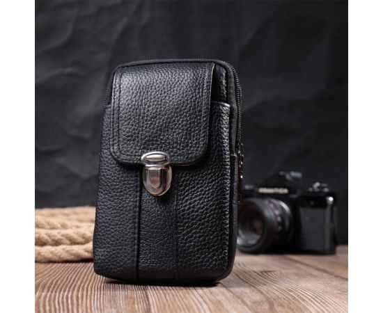 Купить Мужская сумка на пояс из натуральной кожи Vintage 22736 Черный, фото , изображение 10, характеристики, отзывы