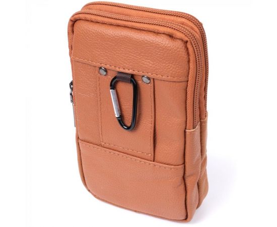Купить Мужская сумка на пояс на два отделения из натуральной кожи Vintage 22737 Рыжий, фото , изображение 2, характеристики, отзывы