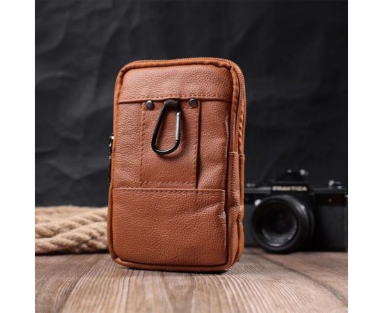 Купить Мужская сумка на пояс на два отделения из натуральной кожи Vintage 22737 Рыжий, фото , изображение 11, характеристики, отзывы